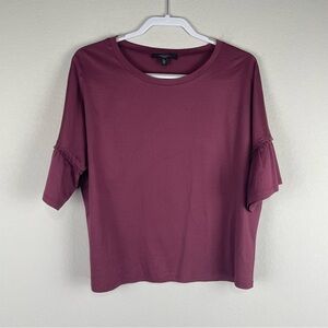 Weekend Max Mara Red Burgundy Calamai Flare Short Sleeves Top Size Large